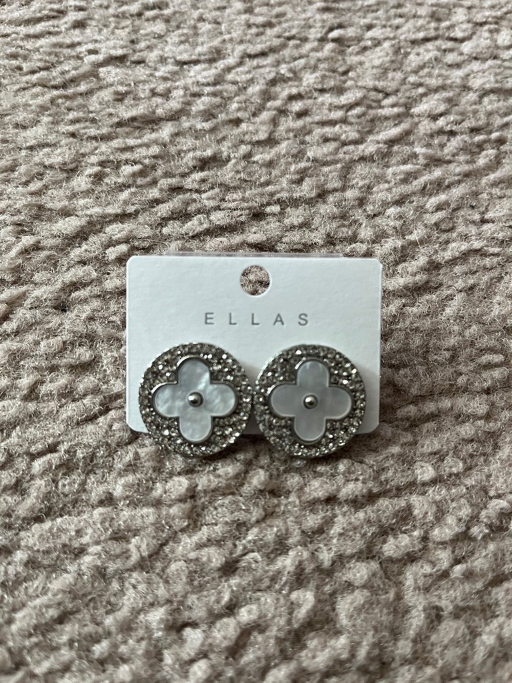 Ella Silver & White Floral Crystal Stud Earrings